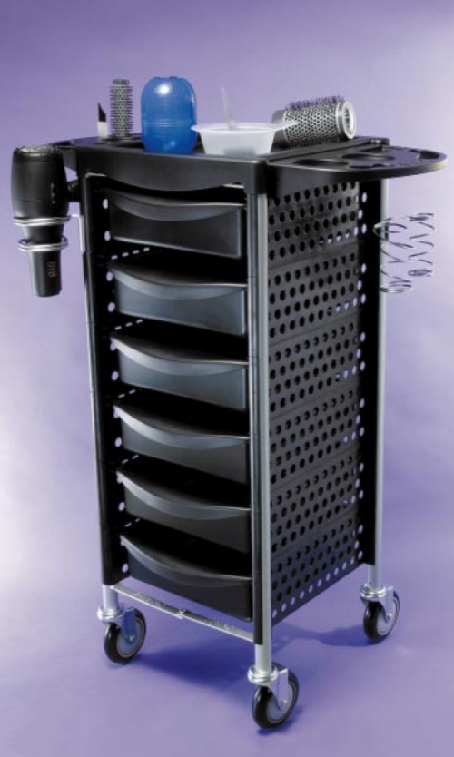  Foldable Salon Trolley With 6 Drawers and 2 Foldable Side Trays