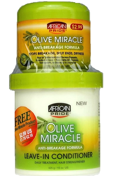 African Pride Olive Miracle Leave-In Conditioner (15oz)/Free 3.5oz Anti Breakage Cream