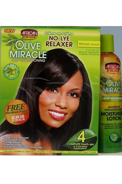 African Pride Olive Miracle 4 Toch up Kit[Reg]/Free 8oz Moisturizing Lotion