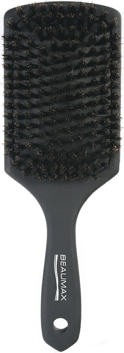  100% Boar Bristle Rectangular Paddle Brush - Rubberized Finish