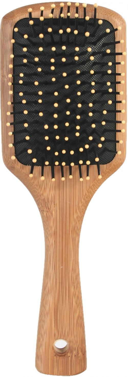  Medium Bamboo Paddle Brush, Flat Handle, Plastic Ball Tip