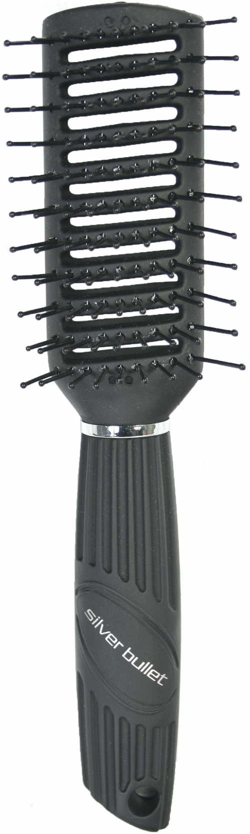  "Silver Bullet" 9 Row Vent Brush, Ball-Tip Bristles, Rubberized Finish